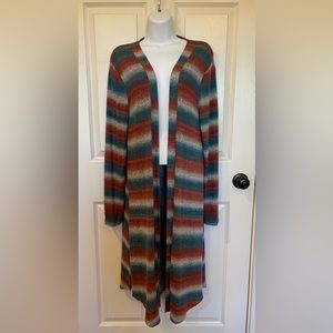 Maurice’s Plus Size Gray Ombré Striped Duster Cardigan Size Medium